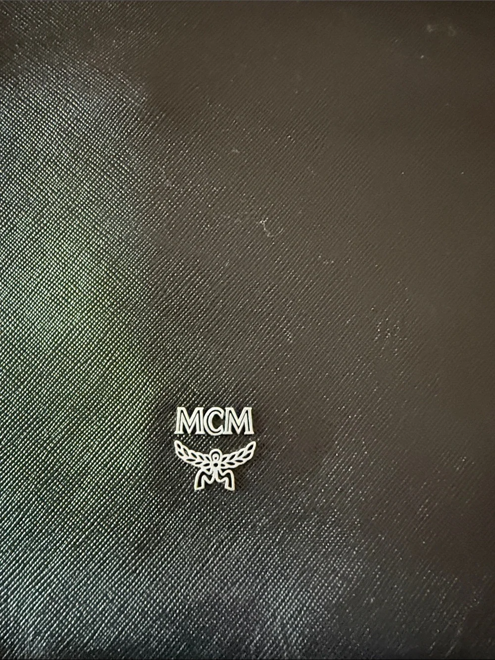MCM Black Leather Laptop Sleeve with Silver Logo